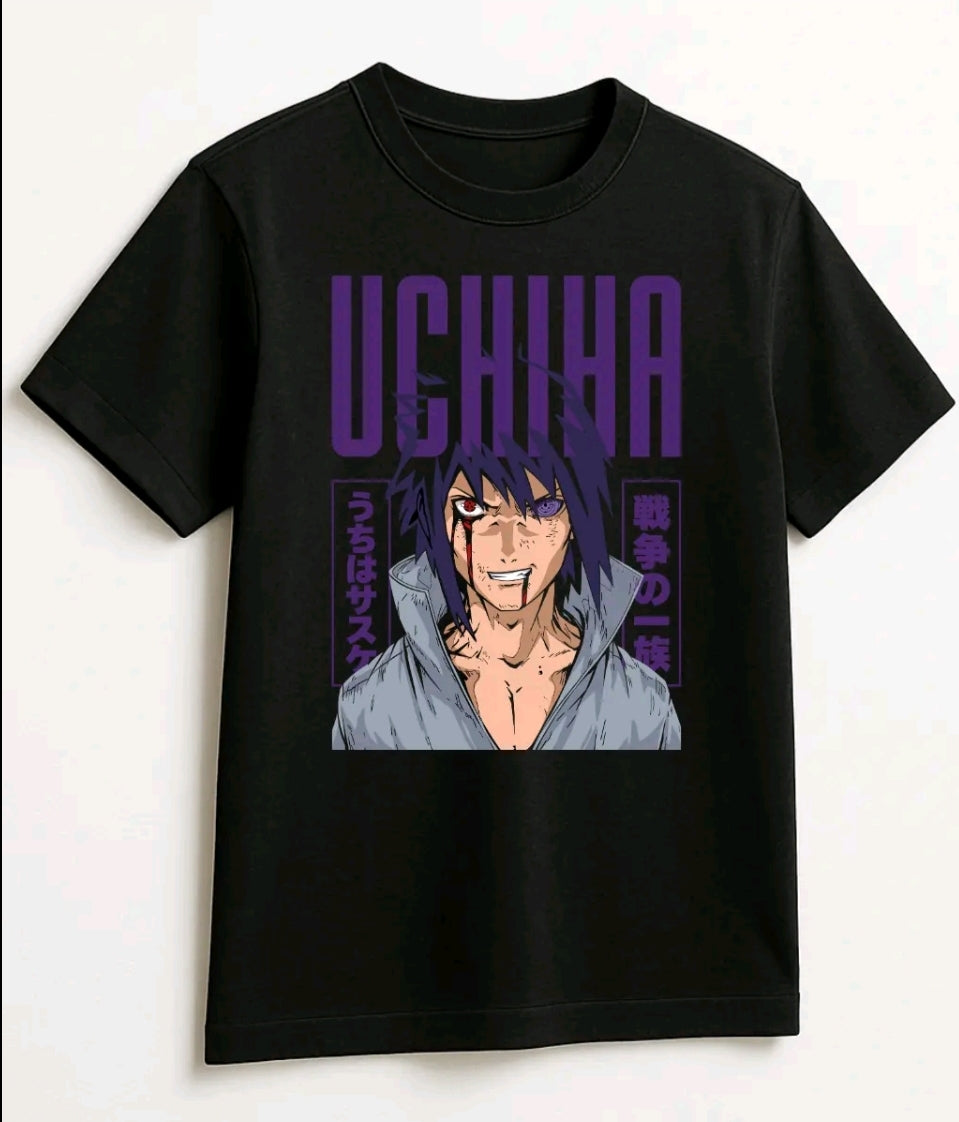 Playera anime Sasuke Uchiha unisex manga corta algodón (Rabbit Man)