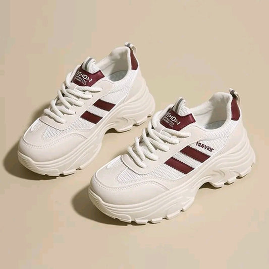 Zapatos de mujer. Zapatillas deportivas informales con cuña y suela gruesa para mujer, cómodas Y sencillas, con cordones punta redonda y malla transpirable. Zapatillas de running ideales para senderismo, montañismo, senderismo y viajes