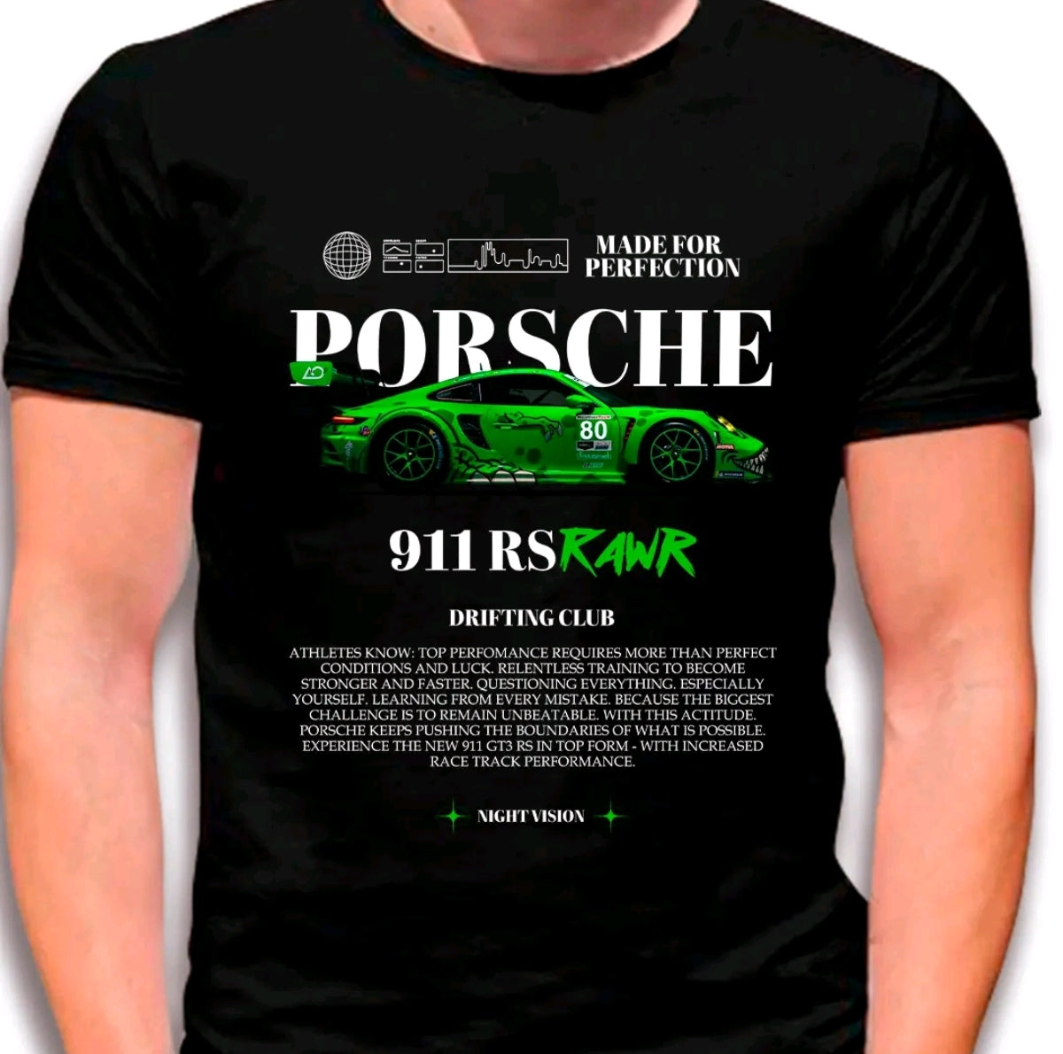 Camiseta con estampado de AUTOS-V4 Diseño relajado estilo street-casual-camiseta negra-100% Algodón