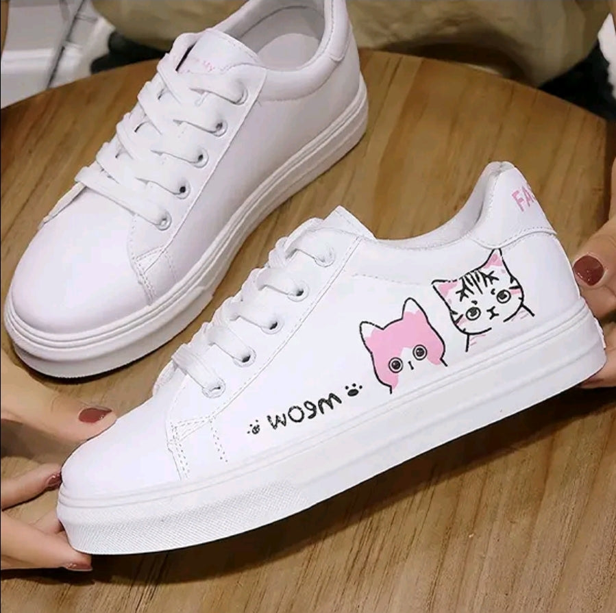 Zapatos casuales de mujer, piel impermeable, estampado animal, cómodos y ligeros, suela gruesa, con cordones, punta redonda suave, calzado deportivo casual para exterior.