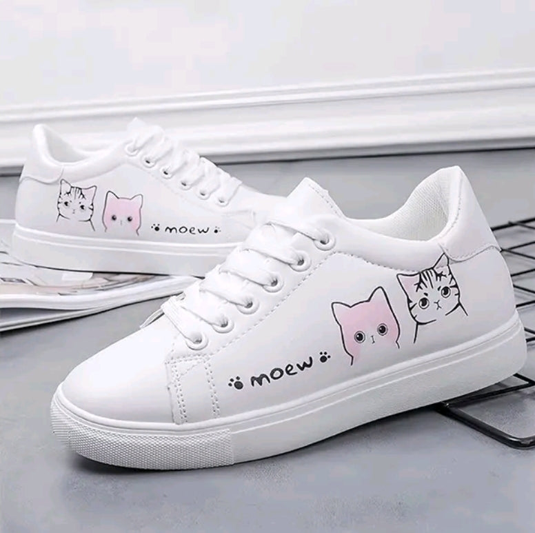Zapatos casuales de mujer, piel impermeable, estampado animal, cómodos y ligeros, suela gruesa, con cordones, punta redonda suave, calzado deportivo casual para exterior.