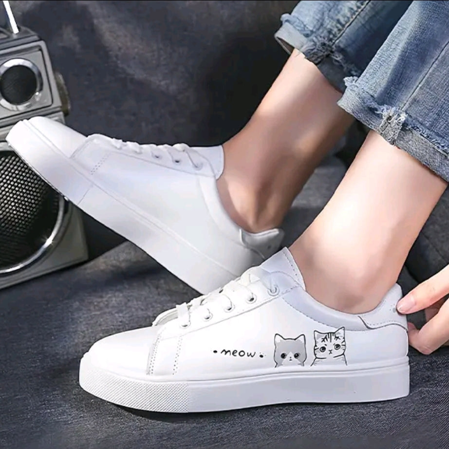 Zapatos casuales de mujer, piel impermeable, estampado animal, cómodos y ligeros, suela gruesa, con cordones, punta redonda suave, calzado deportivo casual para exterior.