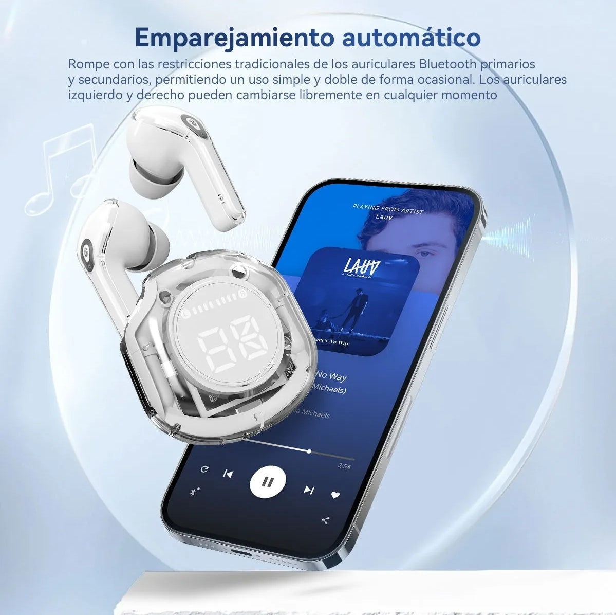 Audifonos Bluetooth 5.3 In-ear Con Pantalla Digital Y Diseño