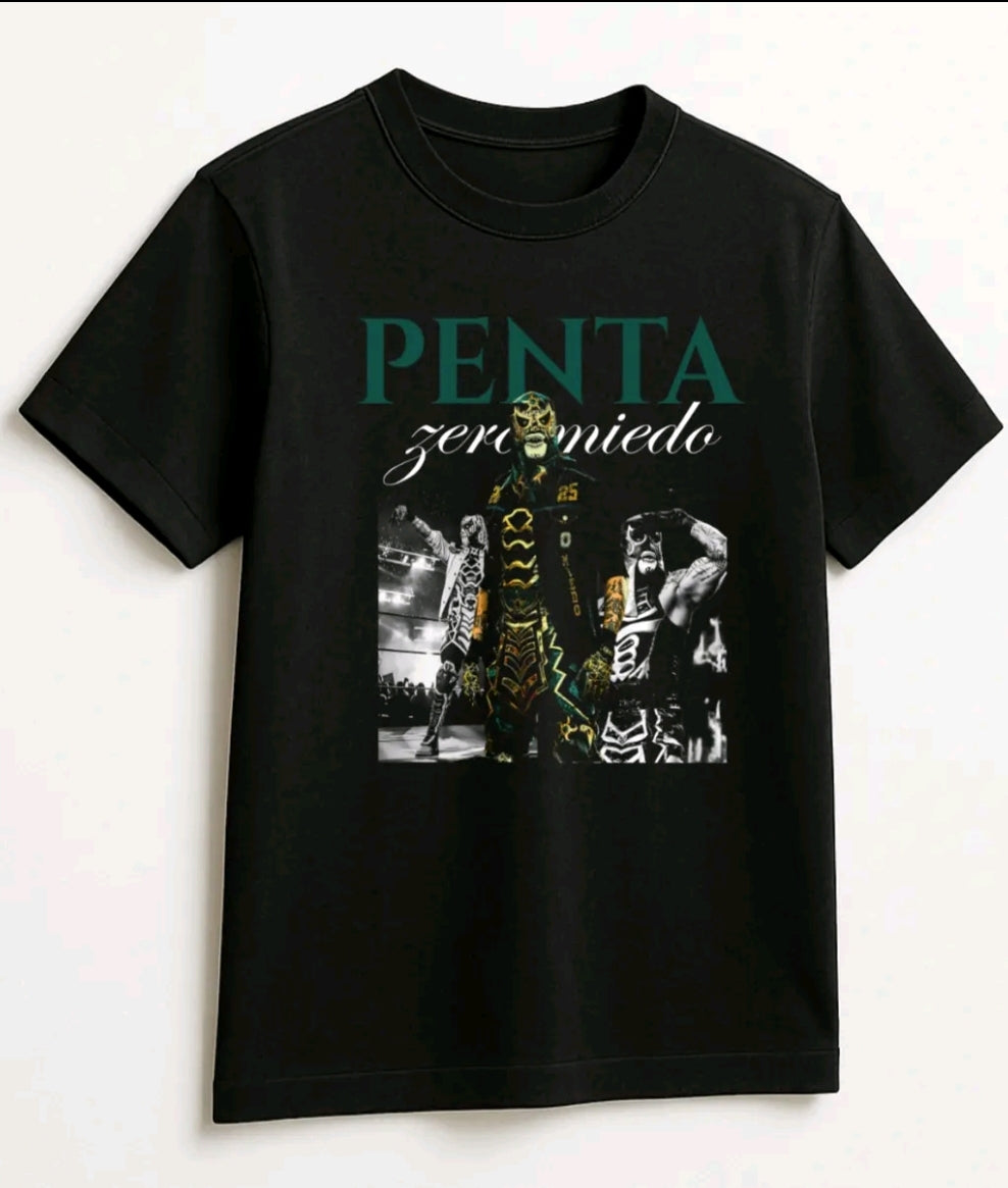 Playera Unisex Negra Penta | Camiseta holgada Estampada de luchador Penta zero m, Ropa Urbana Streetwear, 100% Algodón, Manga Corta (Rabbit Man)
