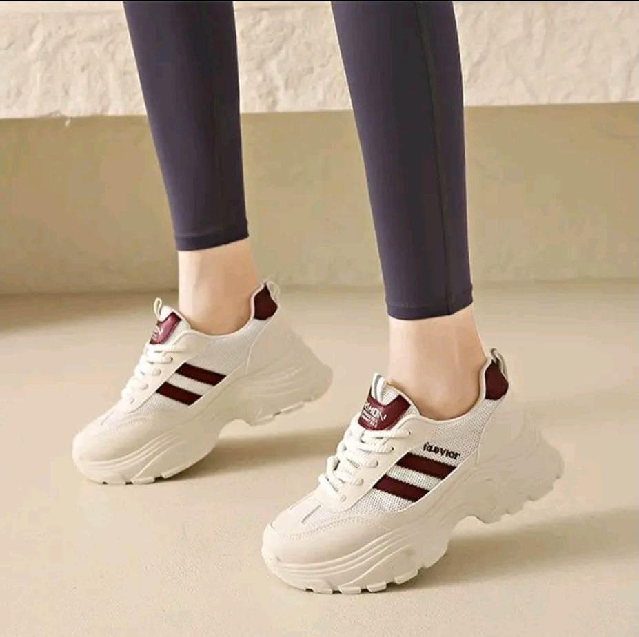 Zapatos de mujer. Zapatillas deportivas informales con cuña y suela gruesa para mujer, cómodas Y sencillas, con cordones punta redonda y malla transpirable. Zapatillas de running ideales para senderismo, montañismo, senderismo y viajes