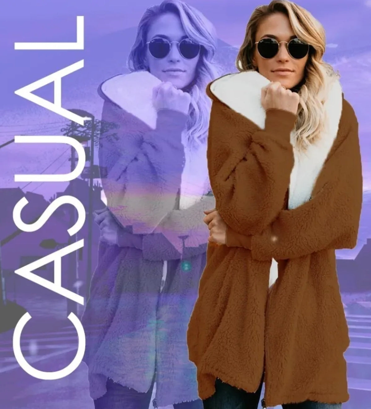 Chamarra Sudadera Lar ga Casual Afelpada Con Capucha 202308 G