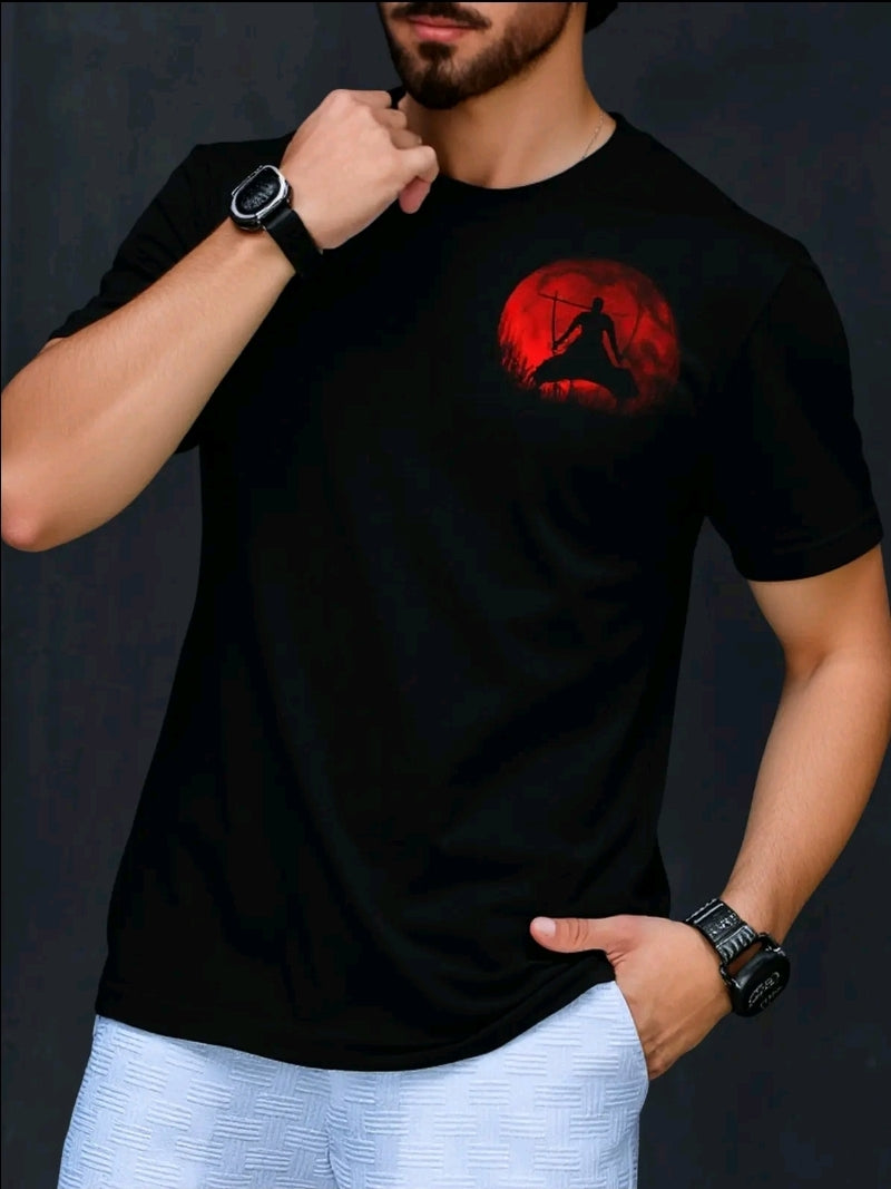 Playera Camiseta Unisex Anime - Zoro luna Roja