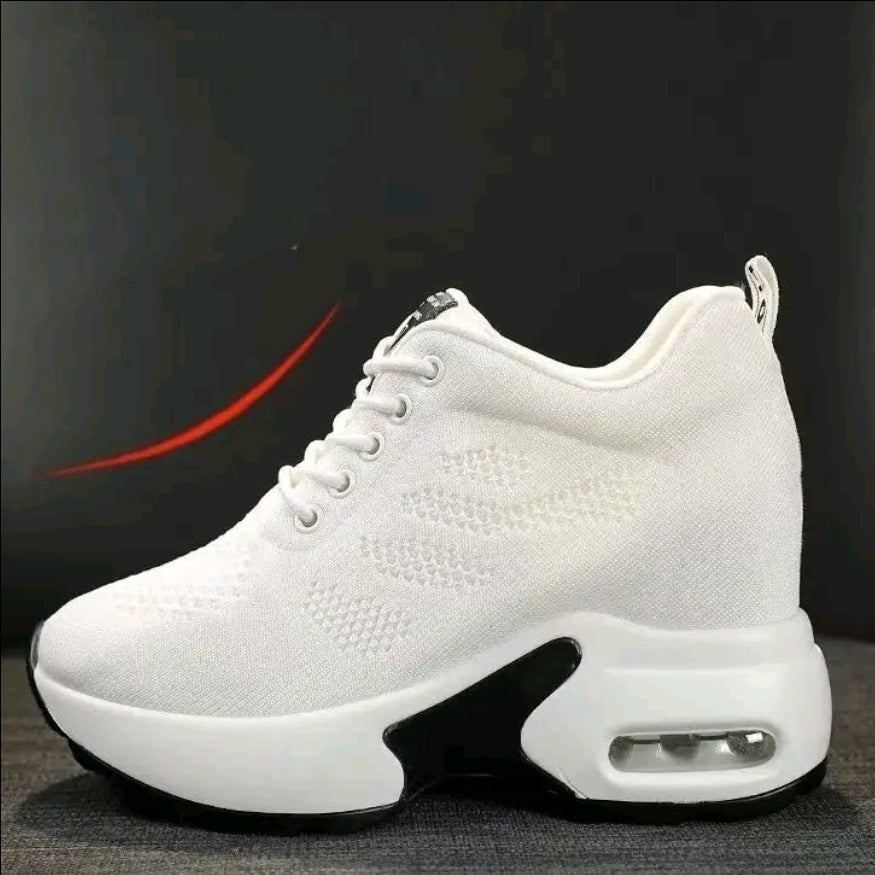 Zapatos de mujer. Zapatilla deportiva casual de cuña para mujer con suela gruesa para mayor altura y malla transpirable. Cordones antideslizantes, ligero y cómodo, punta redonda, versátil. Calzado deportivg casual para exteriores