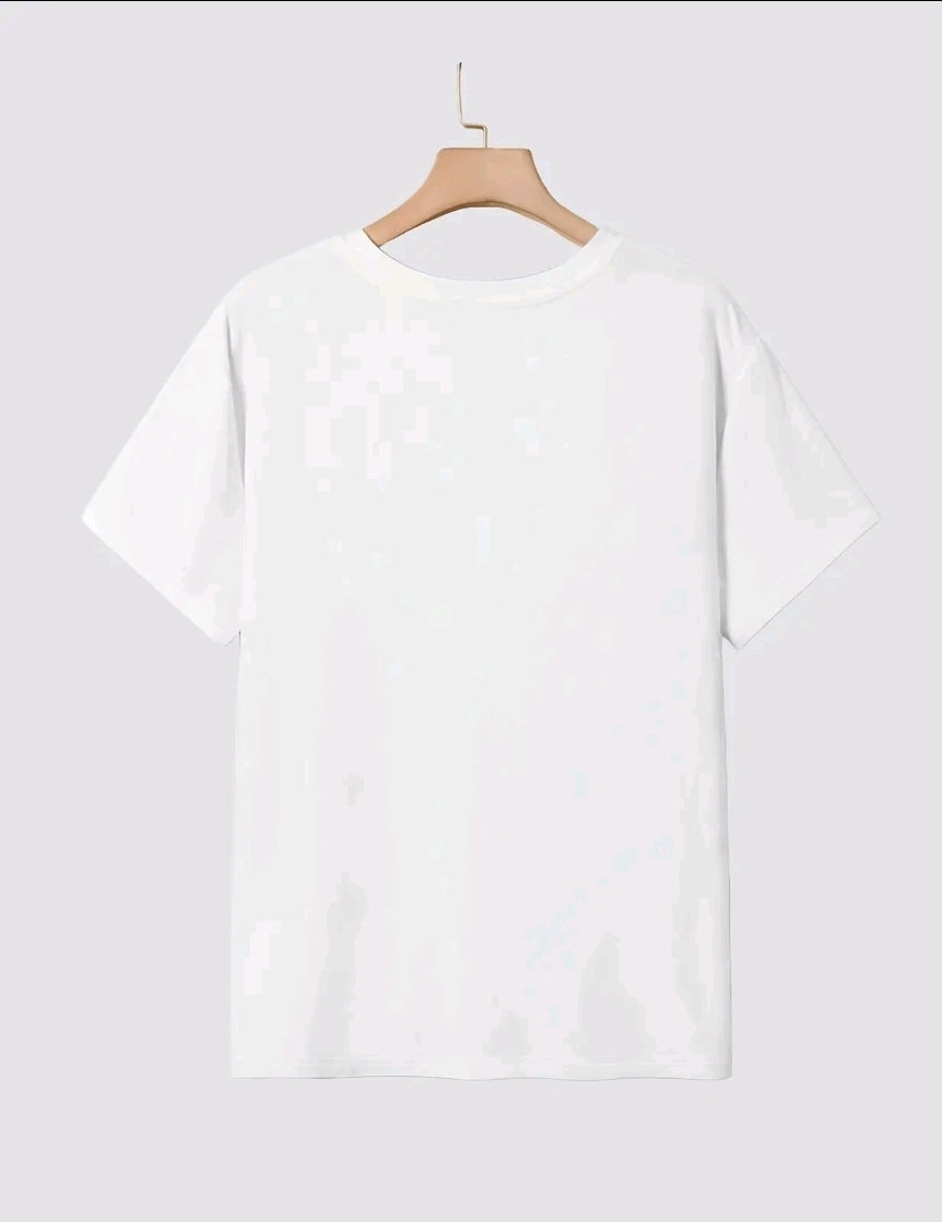 Camiseta estampada con diseño de flores, manga corta cuello redondo, top casual para verano y primavera, ropa de mujer