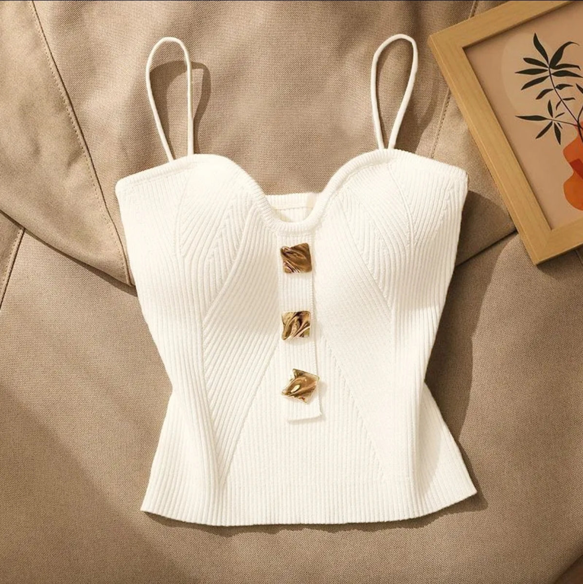 (🌍 PRODUCTO INTERNACIONAL) Chaleco Escotado Tejido Sexy Con Botones Para Mujer