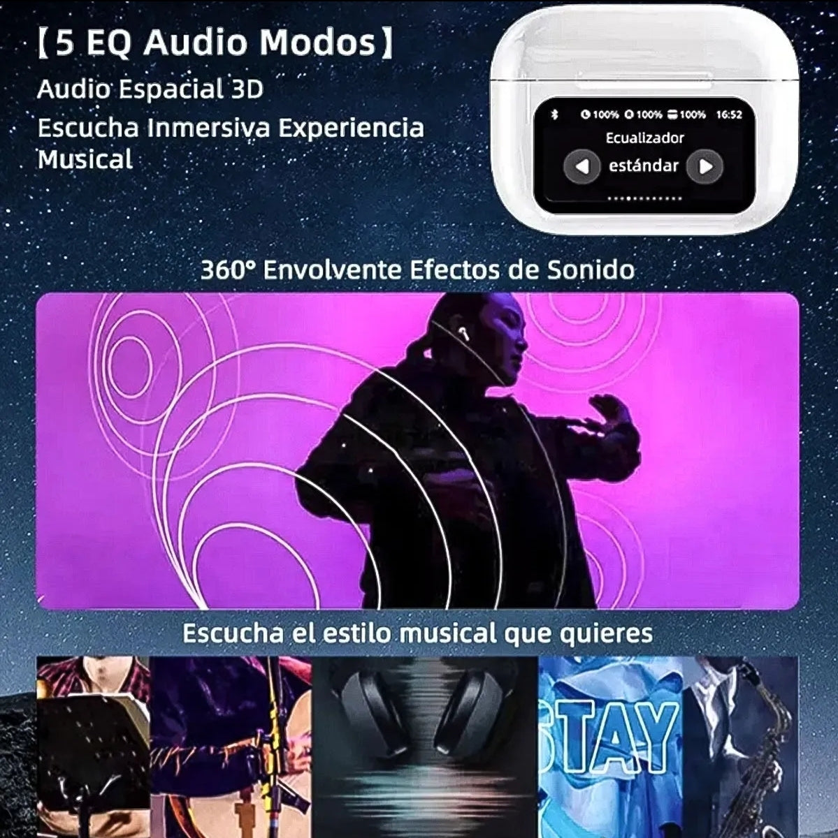 Audifonos In-ear lnalámbricos Keluona A9 Pro Negro Bluetooth
