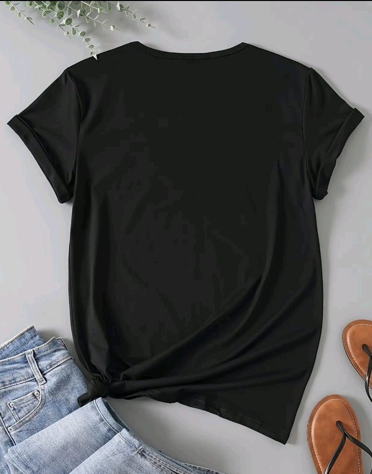 Camiseta De Cuello Redondo Con Estampado De chela calaca Camiseta De Manga Corta Casual Para Primavera Y Verano, Ropa De Mujer