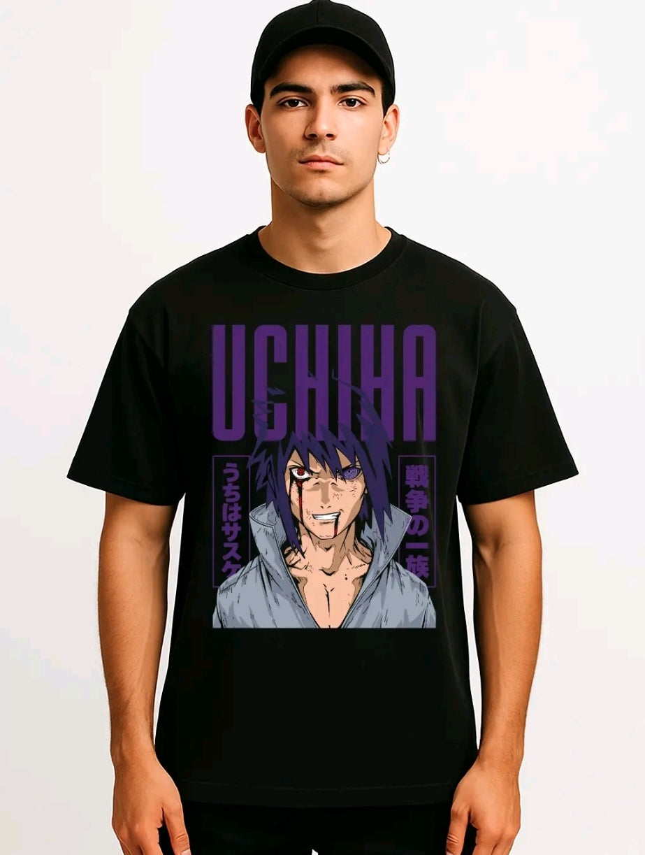 Playera anime Sasuke Uchiha unisex manga corta algodón (Rabbit Man)