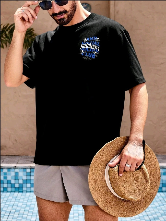 Playera Unisex Oversize Urbano Ant Social Club Sadboys - Letra Azul Angel