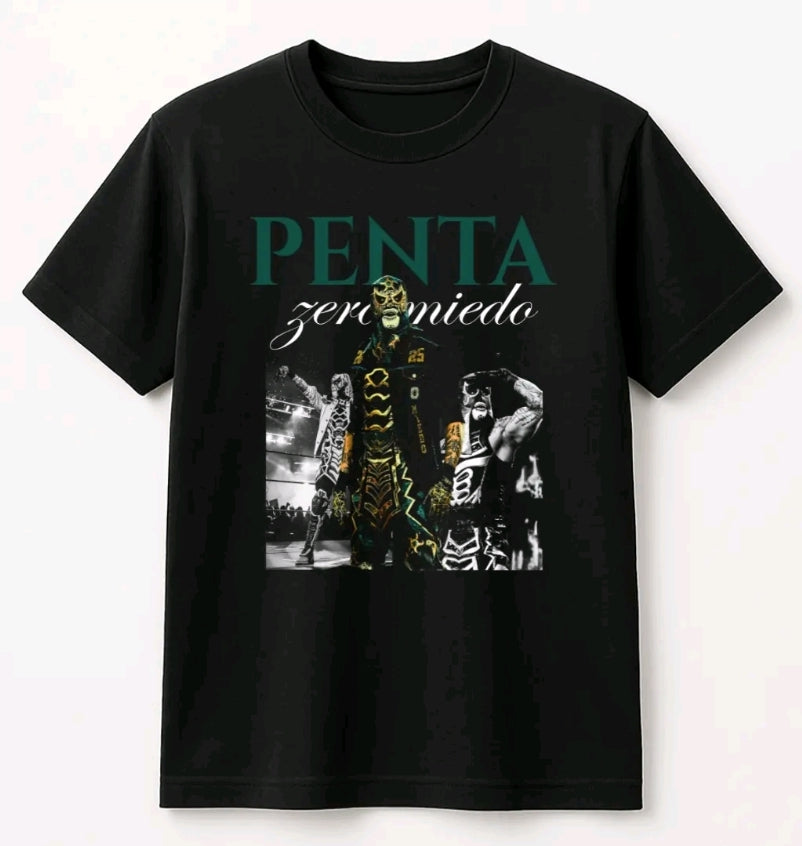 Playera Unisex Negra Penta | Camiseta holgada Estampada de luchador Penta zero m, Ropa Urbana Streetwear, 100% Algodón, Manga Corta (Rabbit Man)