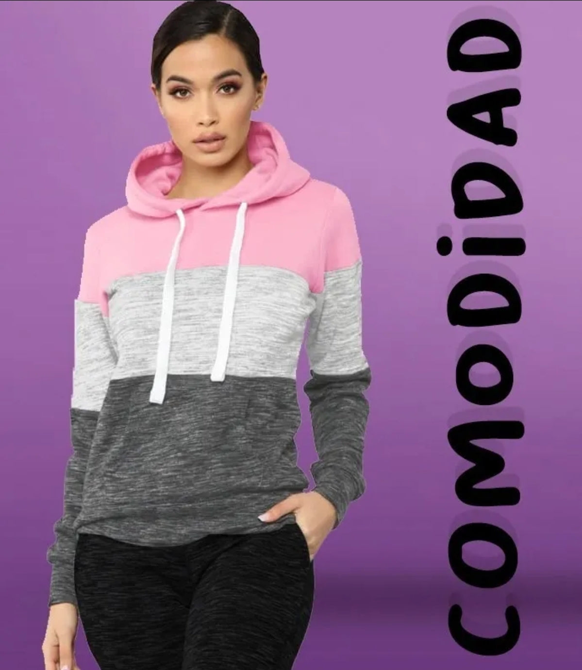 Sudadera Hoodie Mujer Casual Cómoda Afelpada 3franj 202301 G