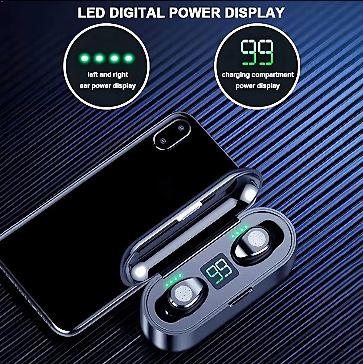 Auriculares in-ear inalámbricos F9 rosa con luz LED