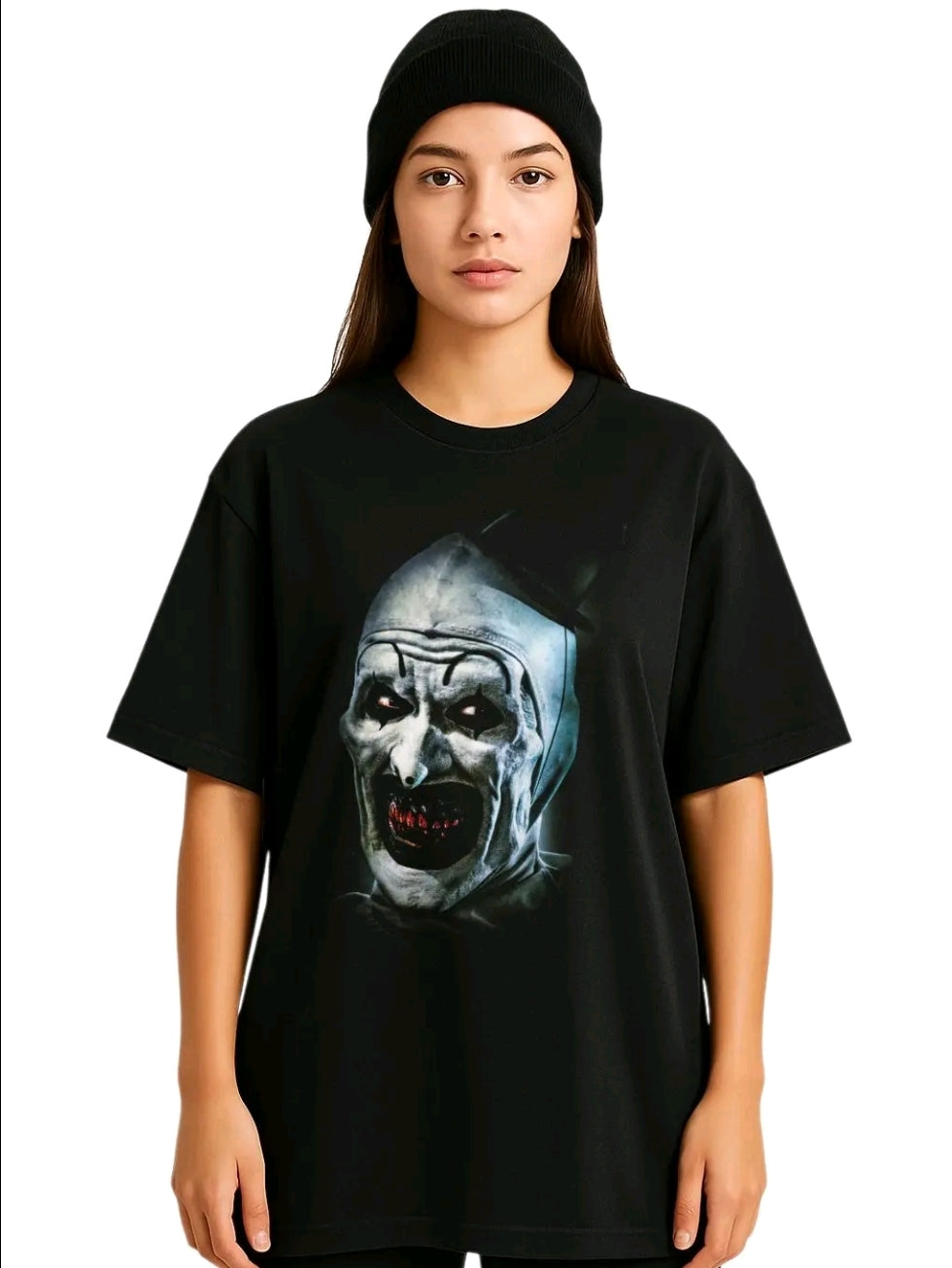 Plavyera Unisex Negra art | Camiseta holgada Estampada de terror , 100% Algodón, Manga Corta (Rabbit Man)