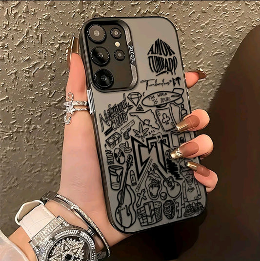 Funda para teléfono con graffiti de letra CT, compatible con Samsung Galaxy S25 S24 ULTRA S23 PLUS $21 $20 FE ,Ultra Plus cubierta trasera mate anti-caída