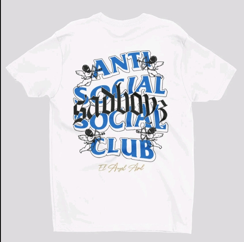 Playera Unisex Oversize Urbano Ant Social Club Sadboys - Letra Azul Angel