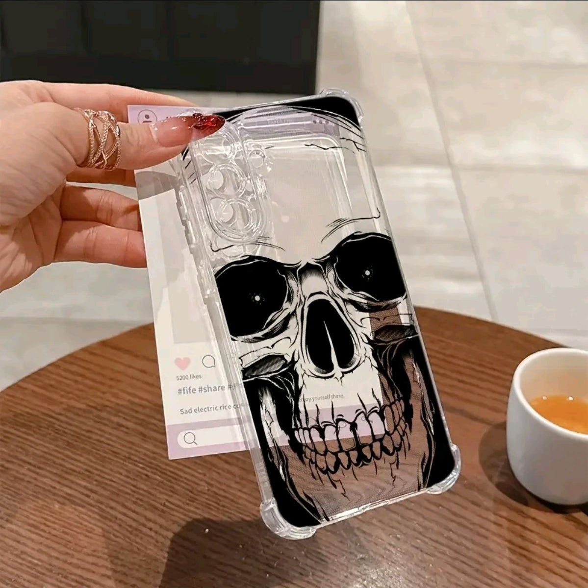 Fundas De Teléfono Con Calavera Negra Para Galaxy $24 S23 $22 FE ULTRA Y AS6 A26 A36 C A55 A35 A06 A16 A05 M14 A24 A34 A54 A15 A05S A25 A23 A33 A53 4G 5G, Cubierta Trasera Suave Antigolpes Transparente