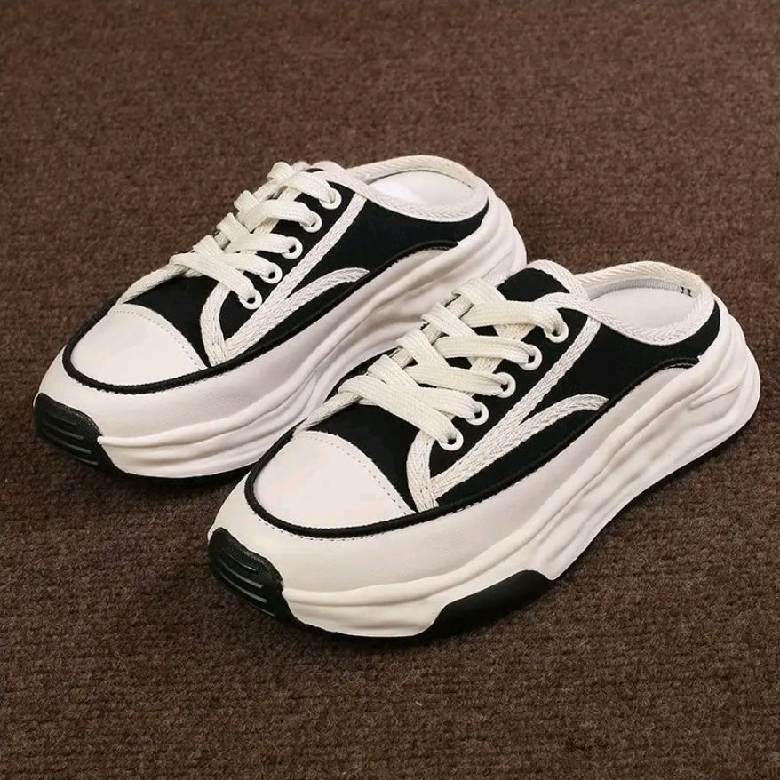 Zapatos de mujer. Nuevos zapatos de lona de verano para mujer. Versátiles y cómodos. Ligeros, con cordones y punta redonda, planos de estilo preppy. zapatos casuales versâtiles para mujer, ideales para caminar, el dia a dia y viajar
