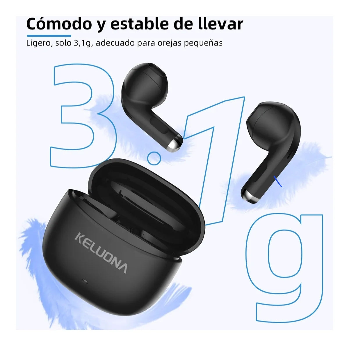 Audifonos In-ear lnalámbricos Keluona Kt10 Bluetooth V5.4 Color Negro
