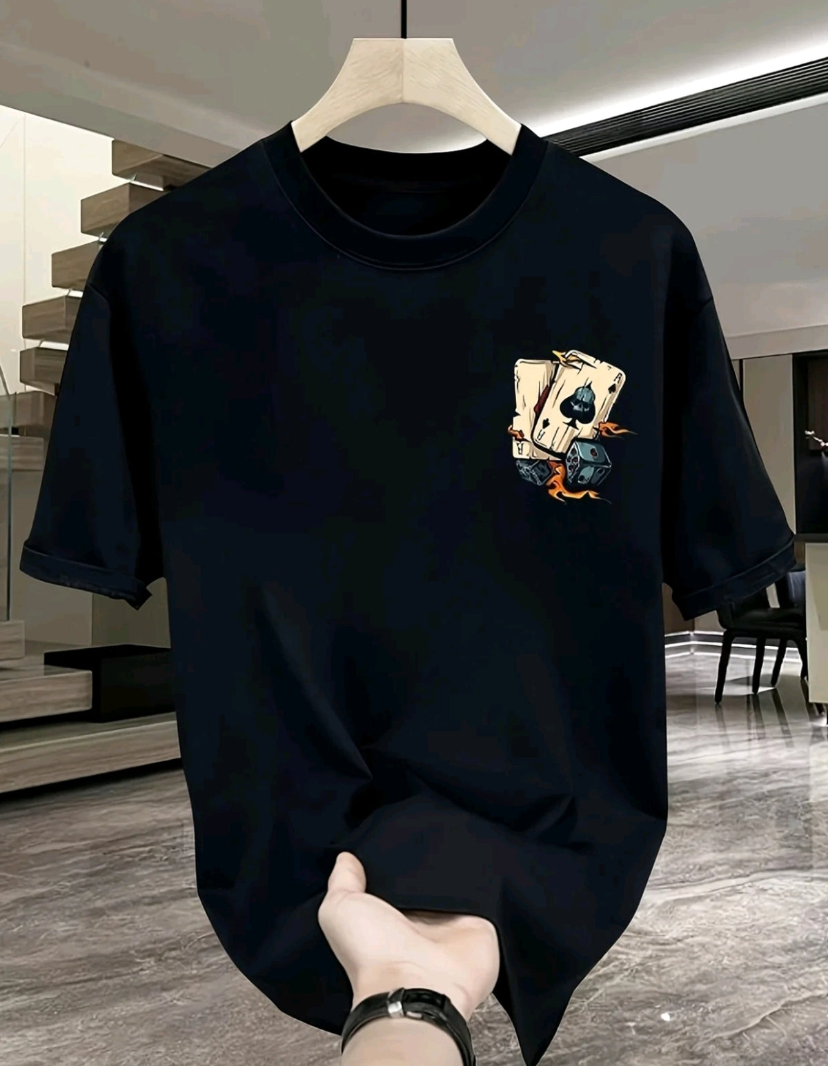 Camiseta Casual para Mujer con Estampado de cartas lalo - Mezcla de Poliéster Suave, Cuello Redondo Manga Corta, Teiido de Punto Semi-Transparente, Lavable a Máquina, Camiseta para Uso Diario I Top de Cuello Redondo | Material Semi-Transparente, Camise