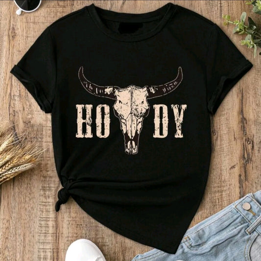 Camiseta De Cuello Redondo Con Estampado De hody , Camiseta De Manga Corta Casual Para Primavera R Y Verano, Ropa De Mujer
