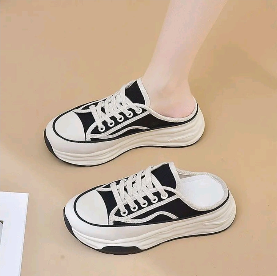 Zapatos de mujer. Nuevos zapatos de lona de verano para mujer. Versátiles y cómodos. Ligeros, con cordones y punta redonda, planos de estilo preppy. zapatos casuales versâtiles para mujer, ideales para caminar, el dia a dia y viajar