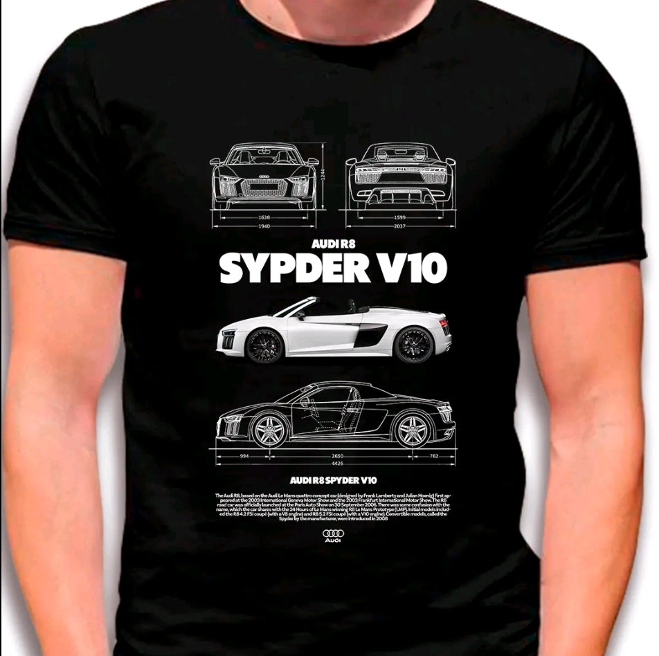 Camiseta con estampado de AUTOS-V4 Diseño relajado estilo street-casual-camiseta negra-100% Algodón