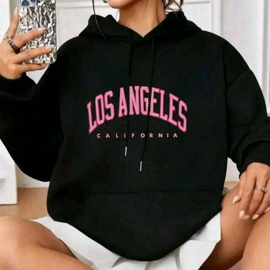 sudadera con capucha estampada unisex de Los Ángeles Califomia, estilo deportivo de moda, suéter casual, parte superior con capucha para otoño e invierno