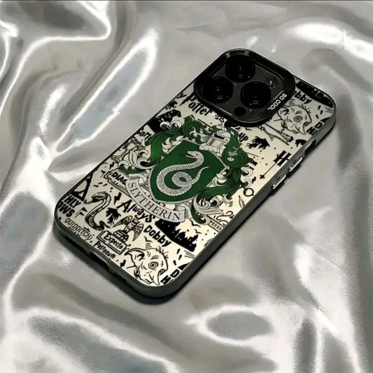 Estuche de teléfono Harry Potter slytherin con simbolo mágico compatible con for iphone 16, 15, 14, 13 11 Pro Max, X, XR, XS Max, 8, 7 Plus, con acabado mate resistente los golpes.