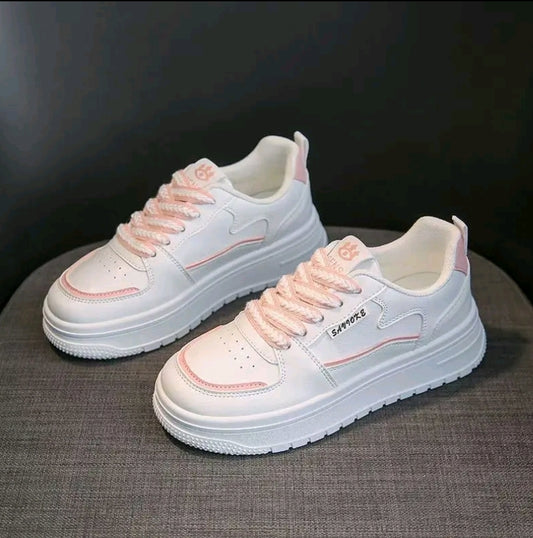 Zapatos casuales de mujer Estilo de punta redonda con comodidad de corte bajo. Letras con cordones v suela suave antideslizante. Zapato casual para exterior transpirable > ligero