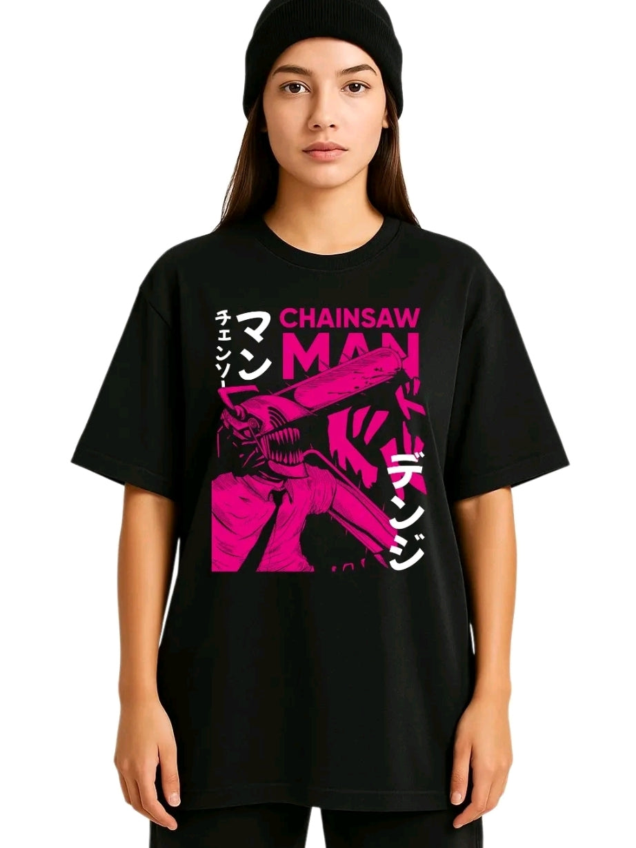 Plavyera anime chainsawman unisex! Camiseta holgada Estampada de anime, Ropa Urbana Streetwear 100% AIgodón, Manga Corta (Rabbit Man)