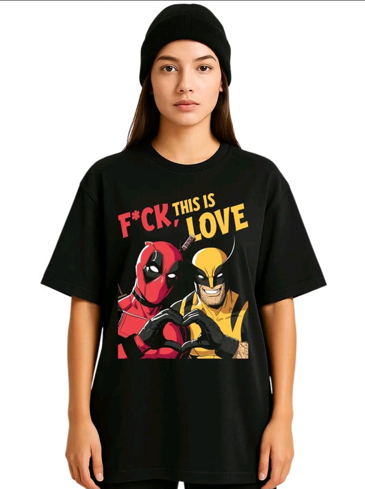 Plavera this is love superhéroes camiseta estampada manga corta unisex algodón (Rabbit Man)