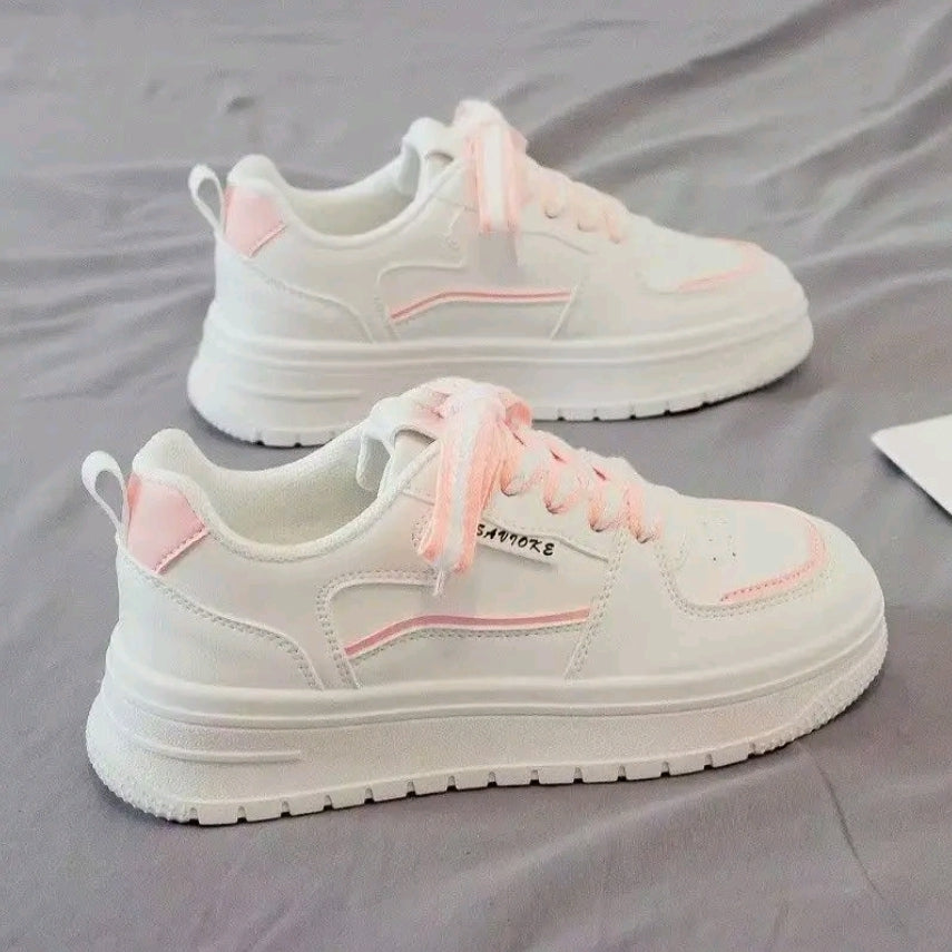 Zapatos casuales de mujer Estilo de punta redonda con comodidad de corte bajo. Letras con cordones v suela suave antideslizante. Zapato casual para exterior transpirable > ligero