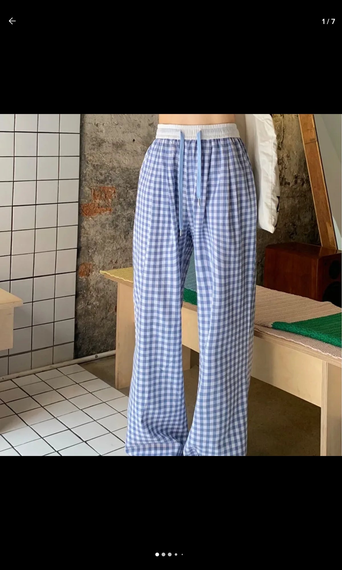 (🌍 PRODUCTO INTERNACIONAL) Pantalones Anchos Cuadros Mujer Rosas Casuales Mx