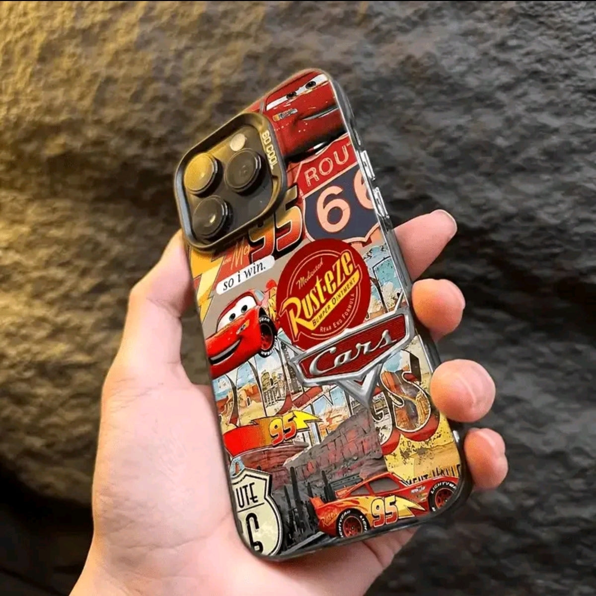 Funda de Teléfono Lightning McQueen para iphone 16 Pro Max/15 Pro/14 PLUS/13 Pro/12 Pro/12/1/1 Pro Max - Material, lmpresión de Graffiti, Carcasa Dura Plateada, Cubierta Protectora Antirrayas v a Prueba de Golpes, Funda Protectora Ultrafina