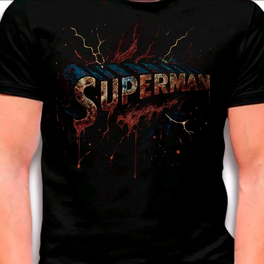 Camiseta con estampado de YOUNGLA ESCUDO SUPERHEROE COMICS , Diseño streetwear-100% Algodón
