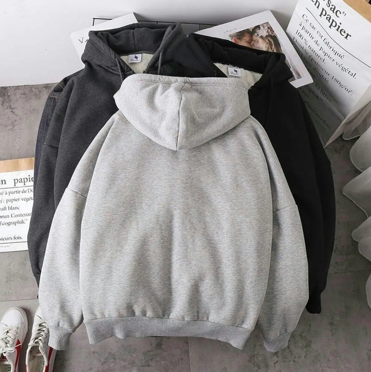 (🌍 PRODUCTO INTERNACIONAL) N Hoodie De Otoño/invierno Gruesa De Polar Con Cierre
