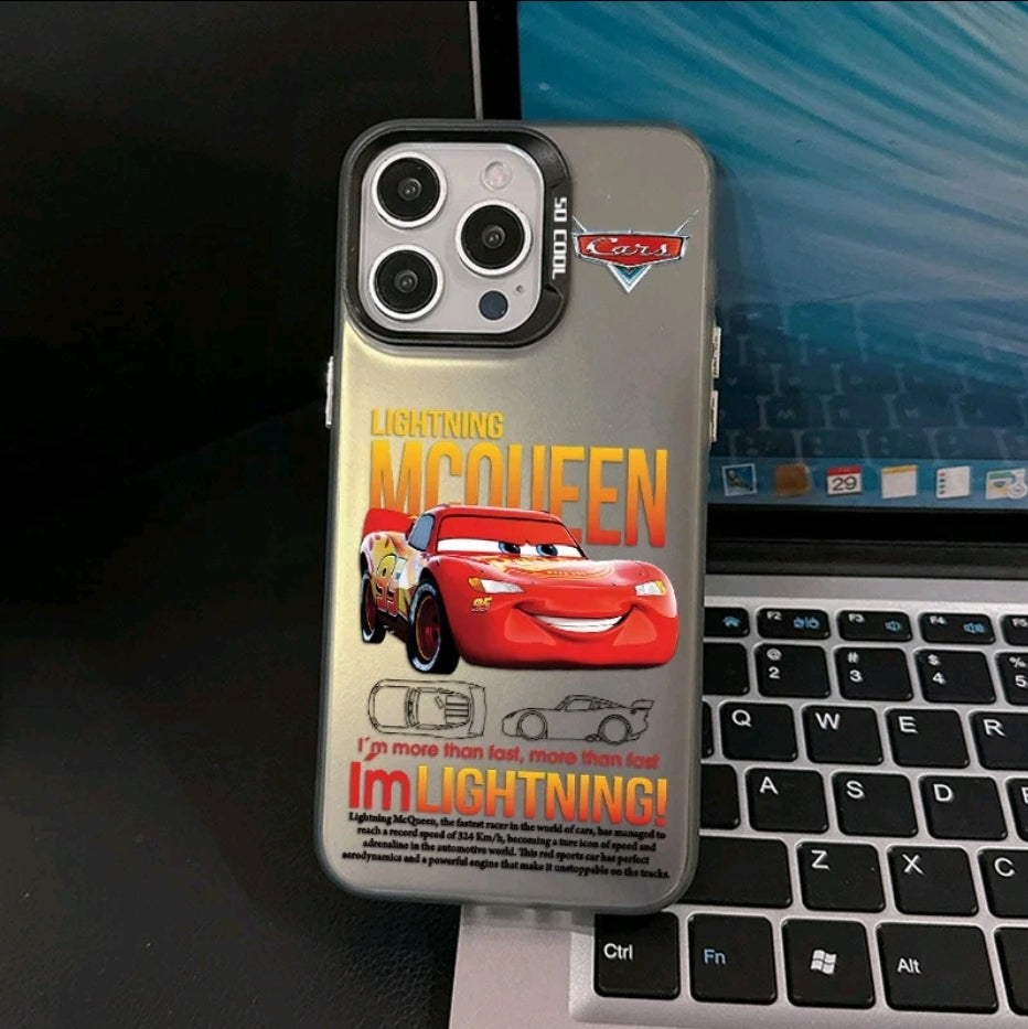 F unda de teléfono Cartoon Cars Lightning Mcqueen 95 compatible con iphone 17 16 15 14 13 12 1 Pro Max Air X XR XS MAX con funda trasera mate a prueba de golpes
