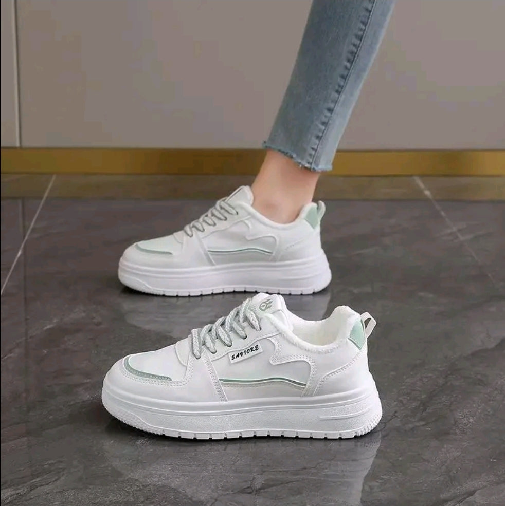 Zapatos casuales de mujer Estilo de punta redonda con comodidad de corte bajo. Letras con cordones v suela suave antideslizante. Zapato casual para exterior transpirable > ligero