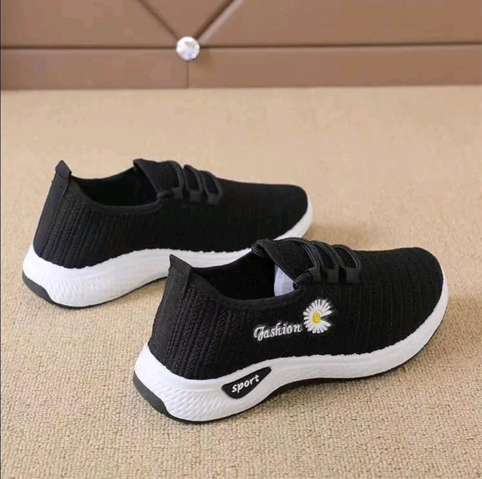 Zapatos deportivos casuales para mujer, estampado con cordones, malla transpirable, suela gruesa ntideslizante, punta redonda cómoda, ligeros y versátiles, zapatos deportivos casuales para exteriores