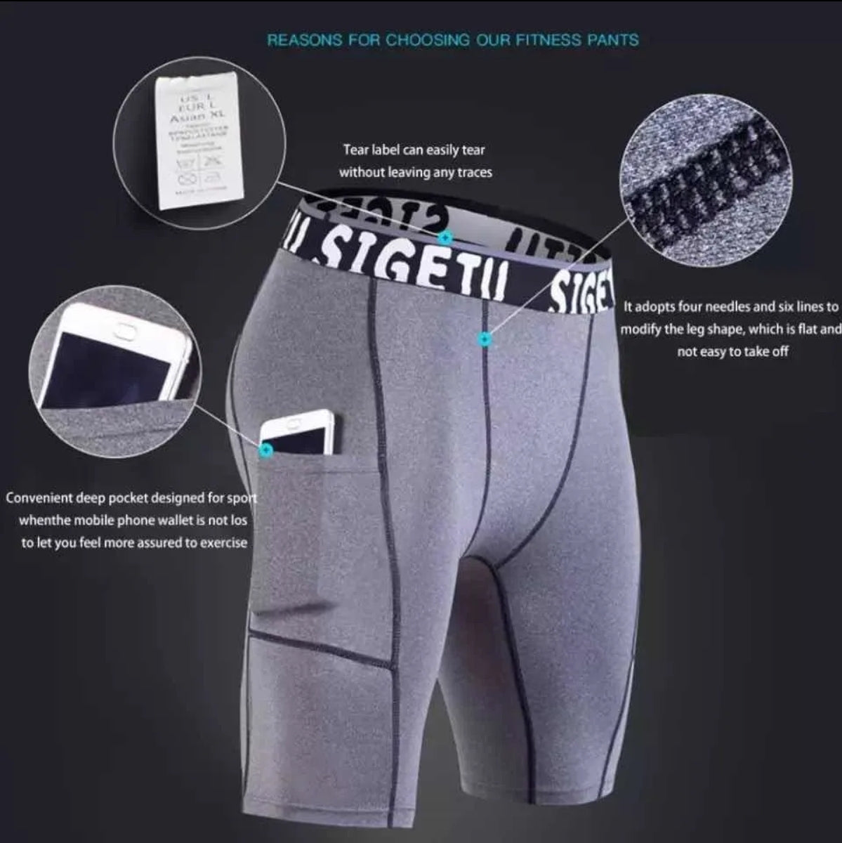 Short Licra Deportiva Gym Compresión Secado Rápido Sigetu G