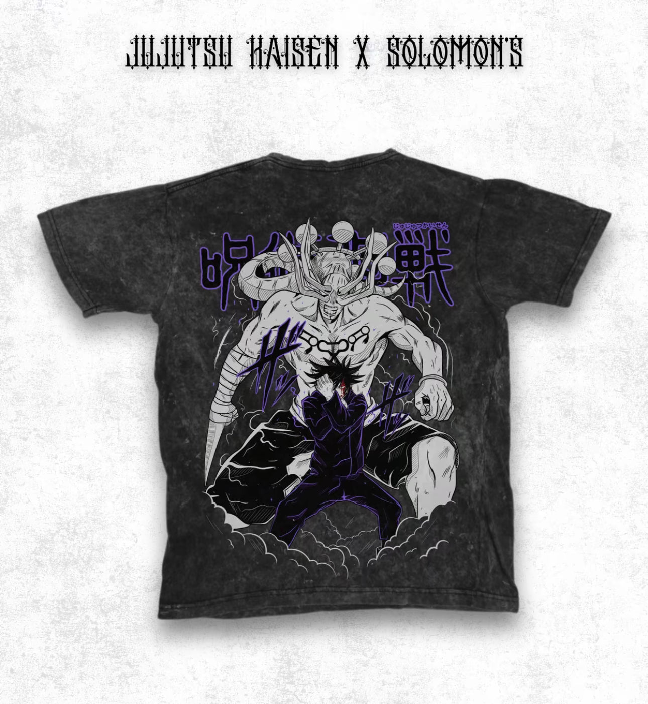 Playera JJK Megumi X Solomon's - Mineral Wash -
100% Algodón