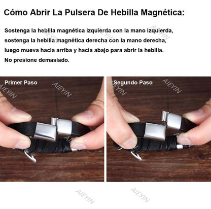 Esclava Caballero Dos Filas Hebilla Magnética Pulsera Hombre