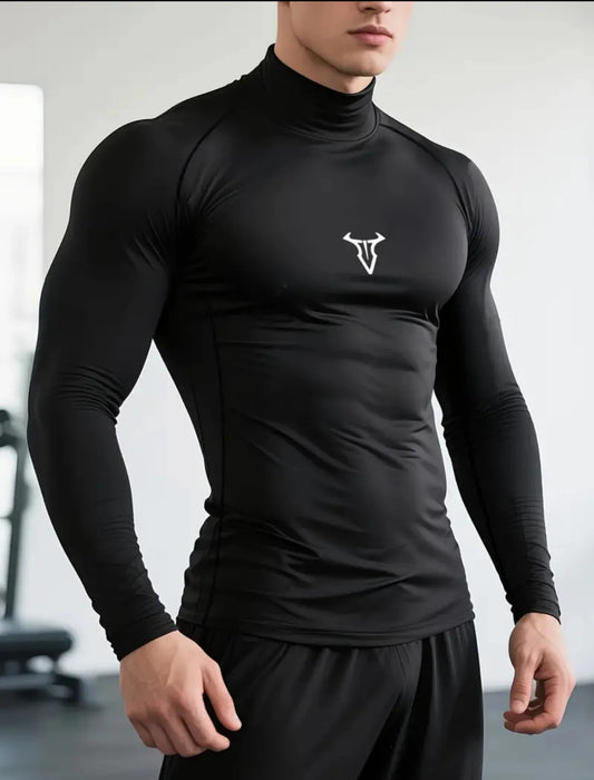 Camiseta deportiva para hombre de corte regular, de secado rápido y transpirable, manga larga, top casual deportivo para gimnasio, correr y senderismo