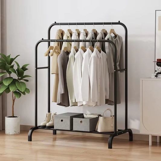 Percha de suelo para ropa, tendedero de doble poste, alto y bajo, para almacenamiento, zapatero, para el hogar, dormitorio, tendedero