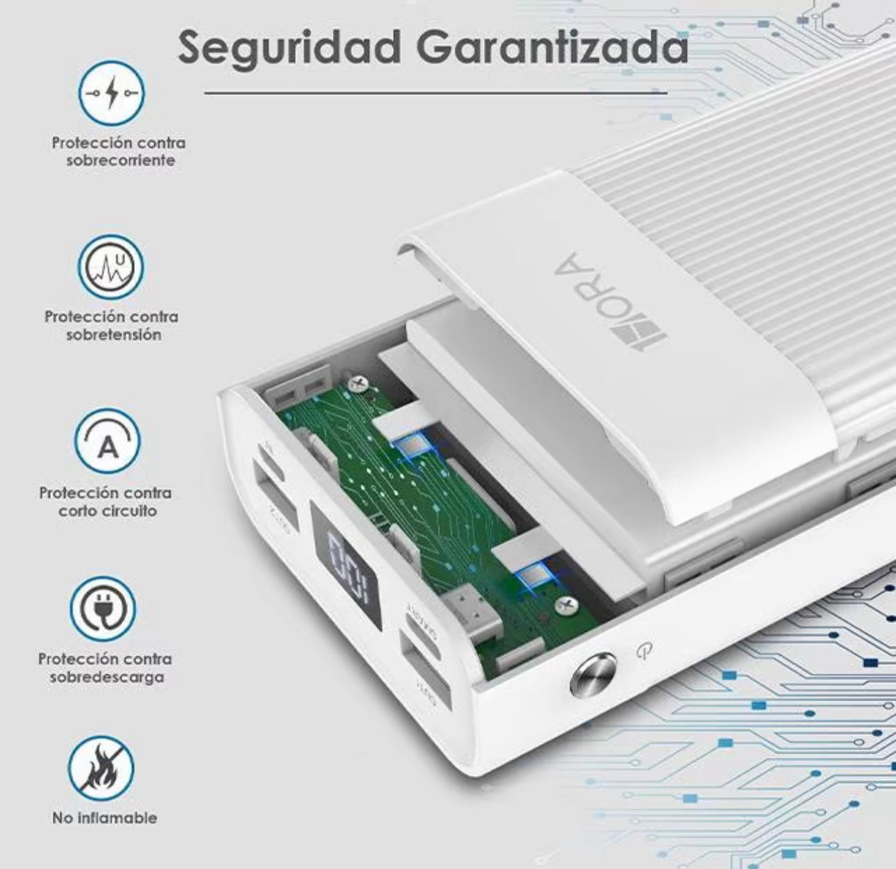 1HORA Power Bank 20000mAh Bateria Portatil
con 2 Puertos de USB Pantalla LED GAR117